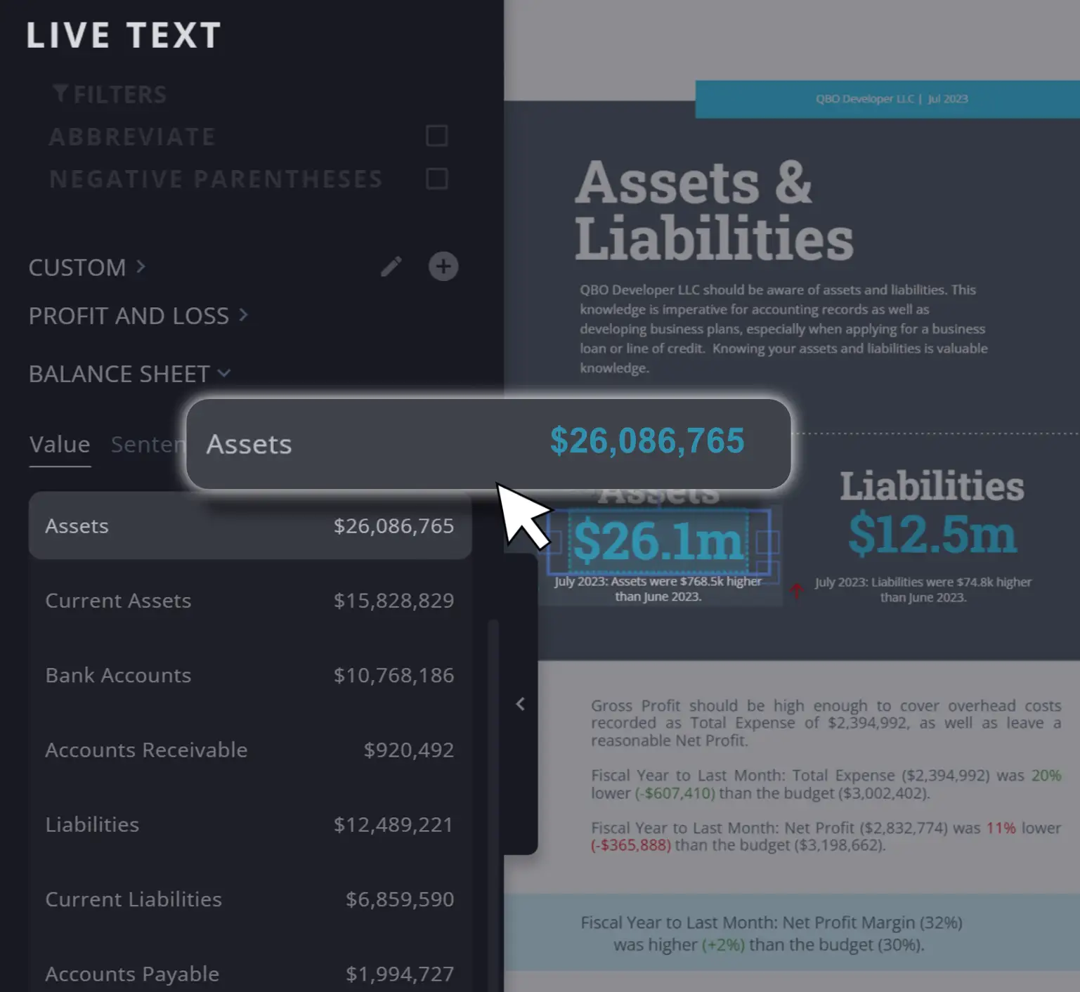 Live narrative reporting and dynamic text in Reach Reporting compared with Syft