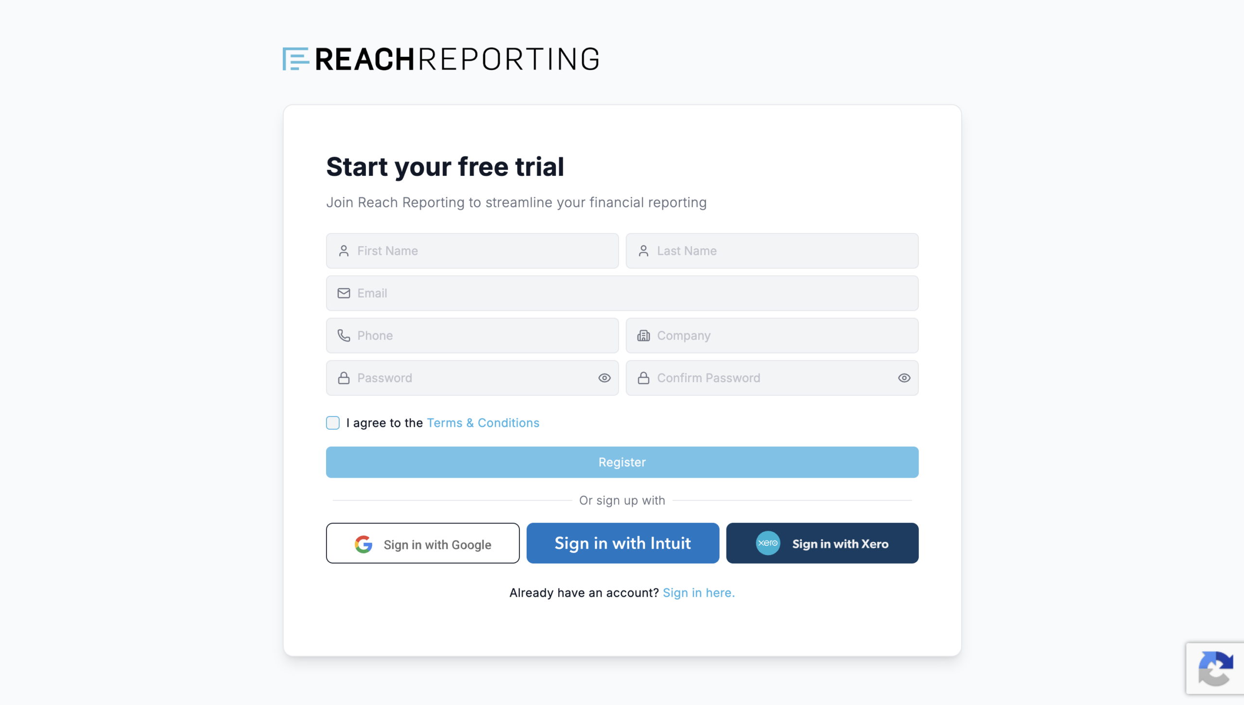 Sign up or log in to Reach Reporting